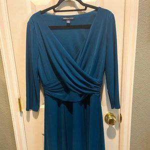 American Living Peacock blue Faux Wrap Front Dress